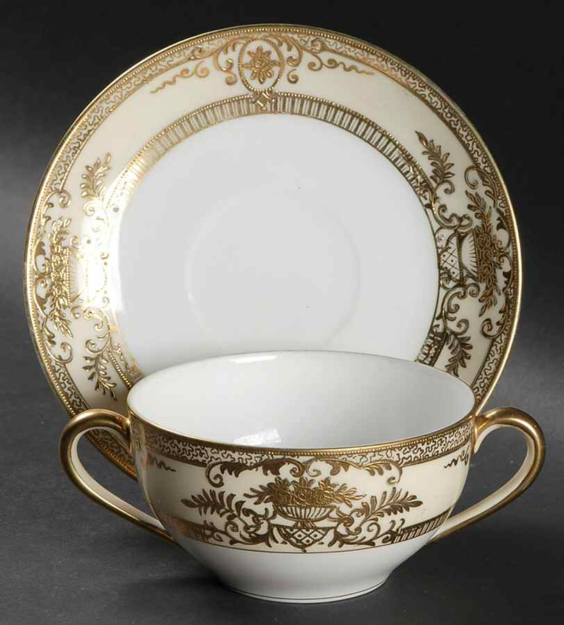 Fleurgold Flat Bouillon Cup & Saucer by Noritake-1