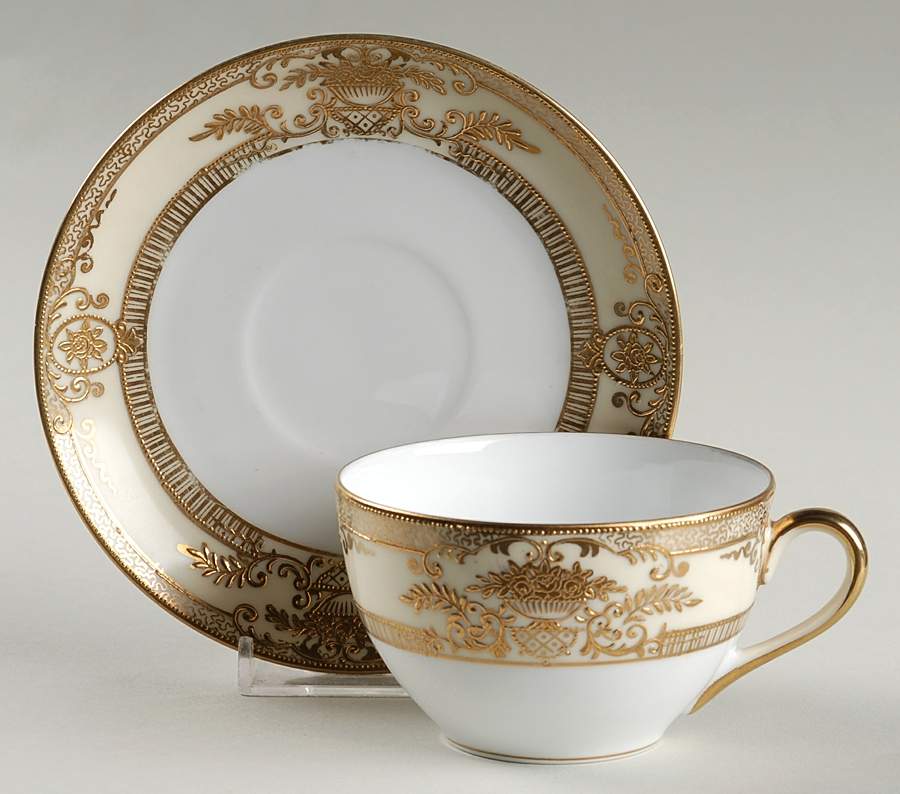 Fleurgold Flat Cup & Saucer Set by Noritake-1