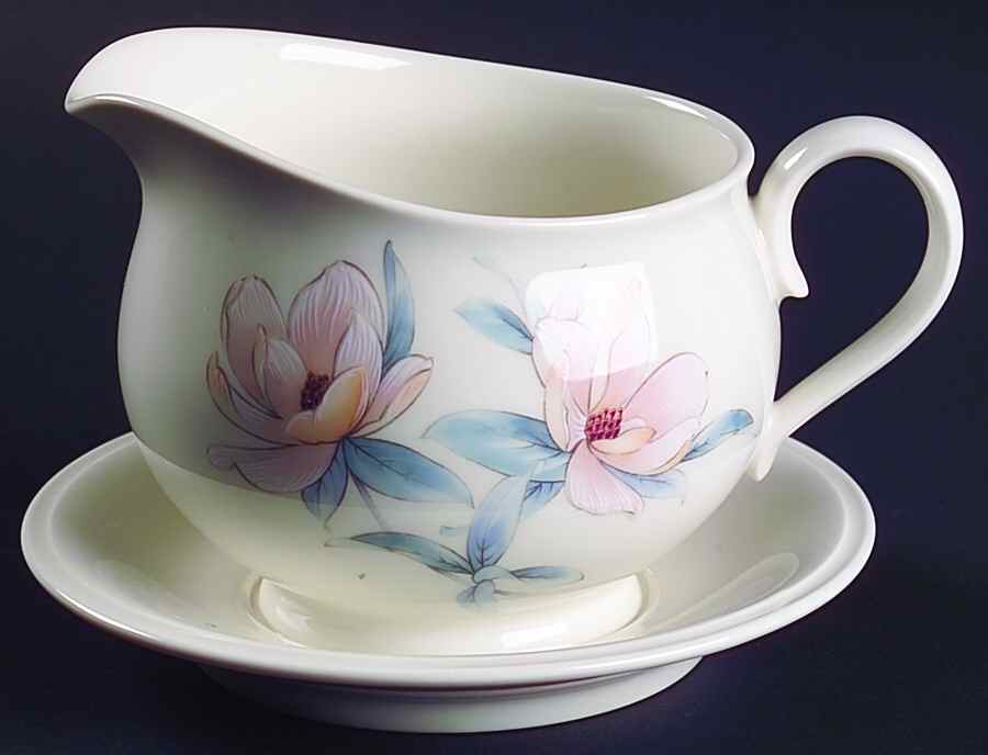 Floating Garden Gravy Boat with Attached Underplate by Noritake-1