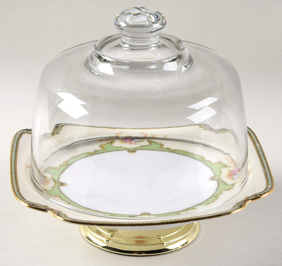 Floreal 6 1/2"-7 1/2" Footed Cheese Plate w/ Glass Dome HC by Noritake-1