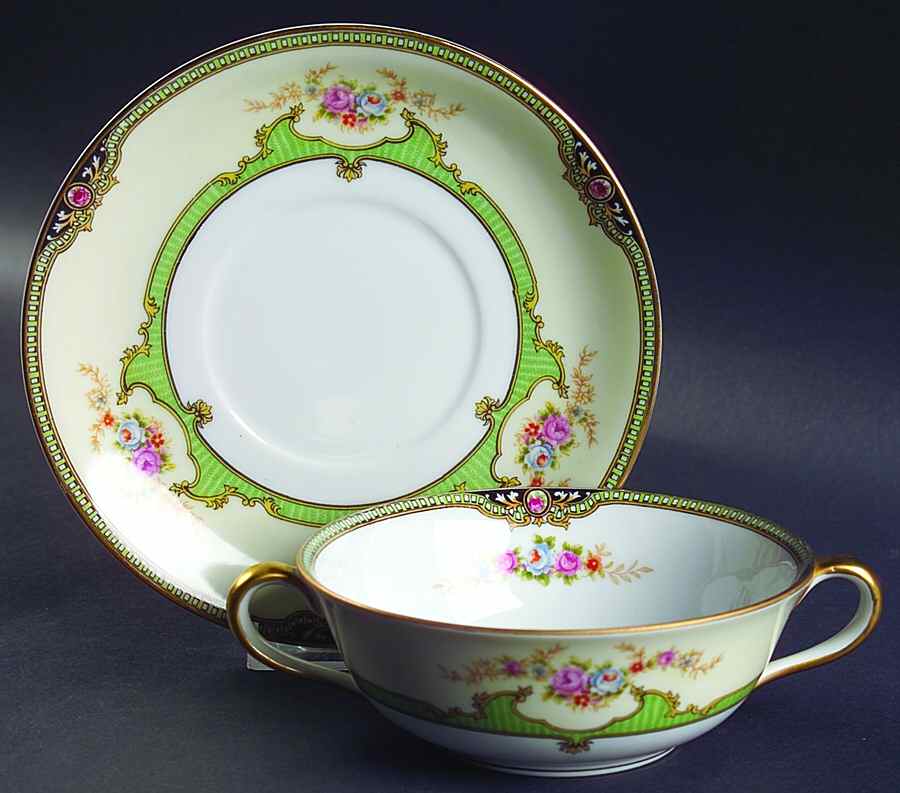 Floreal Flat Cream Soup Bowl & Saucer Set by Noritake-1