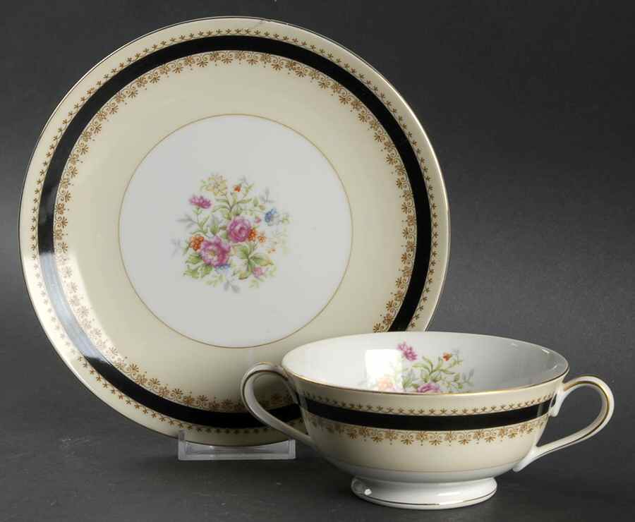Flora Footed Cream Soup Bowl & Saucer Set by Noritake-1