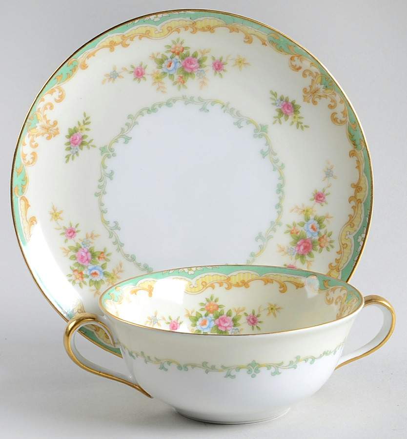 Floralia Flat Cream Soup Bowl & Saucer Set by Noritake-1