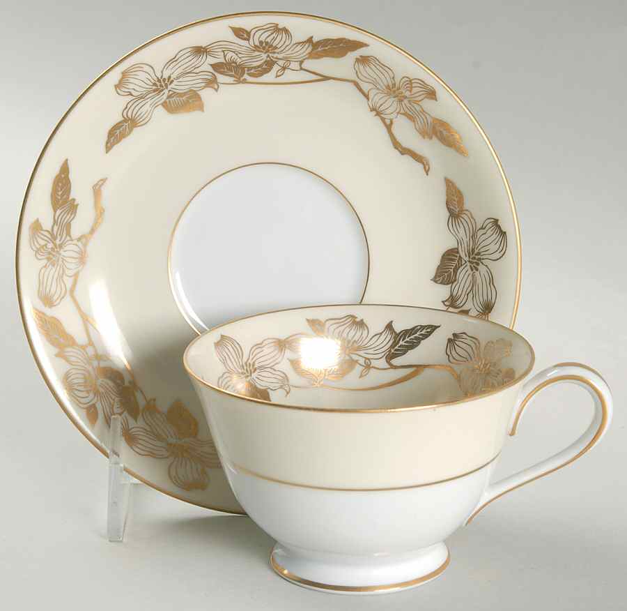 Floris Footed Cup & Saucer Set by Noritake-1