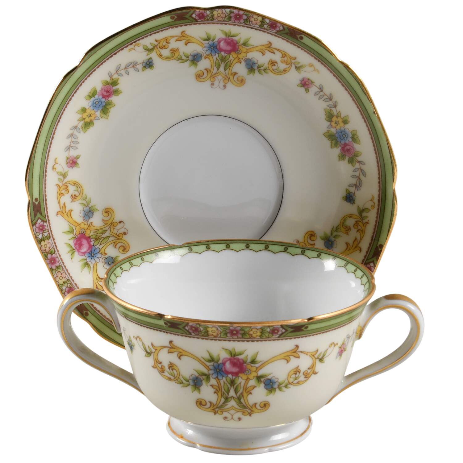 Florola Footed Bouillon Cup & Saucer by Noritake-1