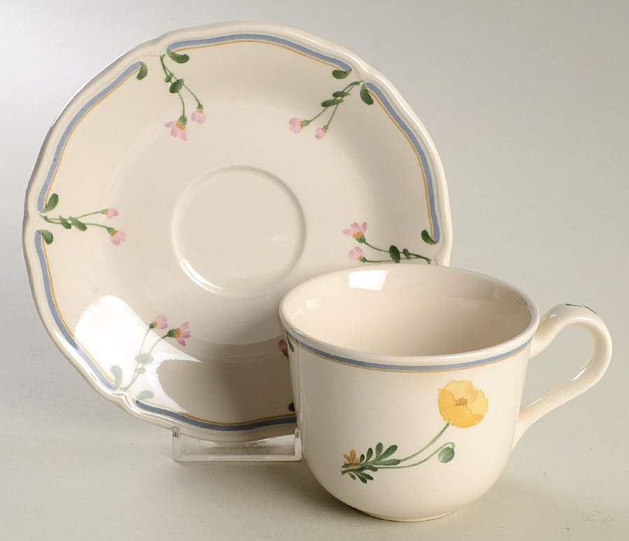 Floral Sonnet Flat Cup & Saucer Set by Noritake-1