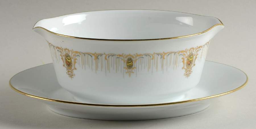 Flora Valley Gravy Boat with Attached Underplate by Noritake-1