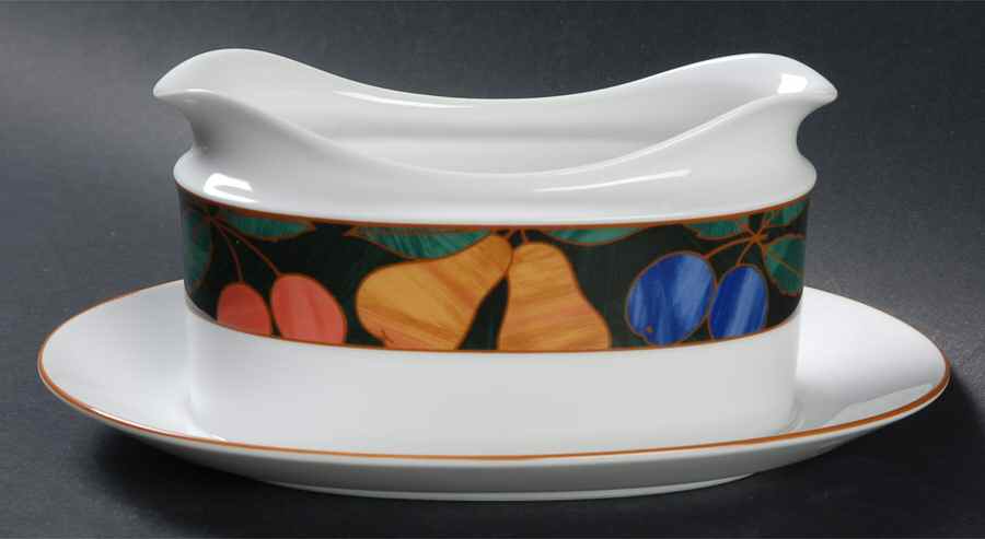 Forest Bounty Gravy Boat with Attached Underplate by Noritake-1