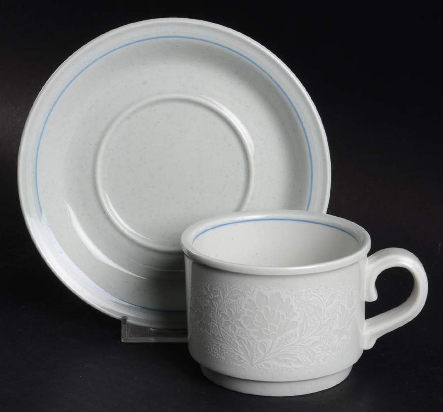 Frost Flower Flat Cup & Saucer Set by Noritake-1