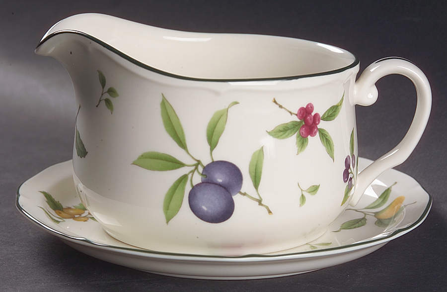 Fruit Parfait Rd Gravy Boat & Stand (Uses Bread & Butter Plate) by Noritake-1