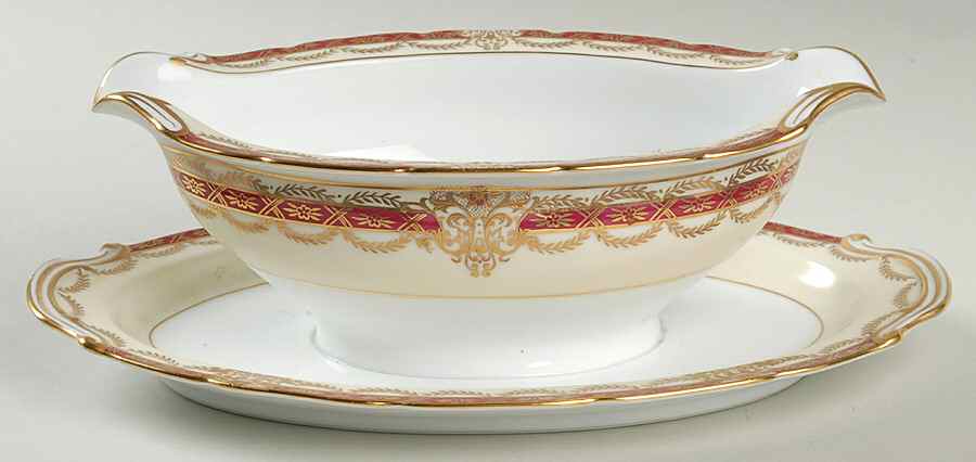 Gacahad Red Gravy Boat with Attached Underplate by Noritake-1