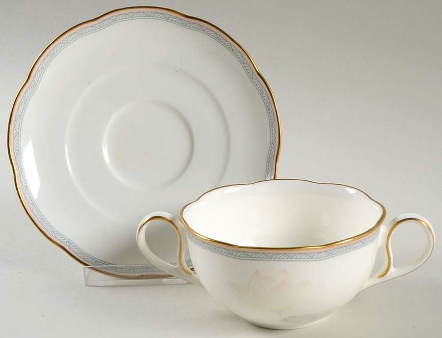 Garden Empress Flat Cream Soup Bowl & Cup Saucer Set by Noritake-1