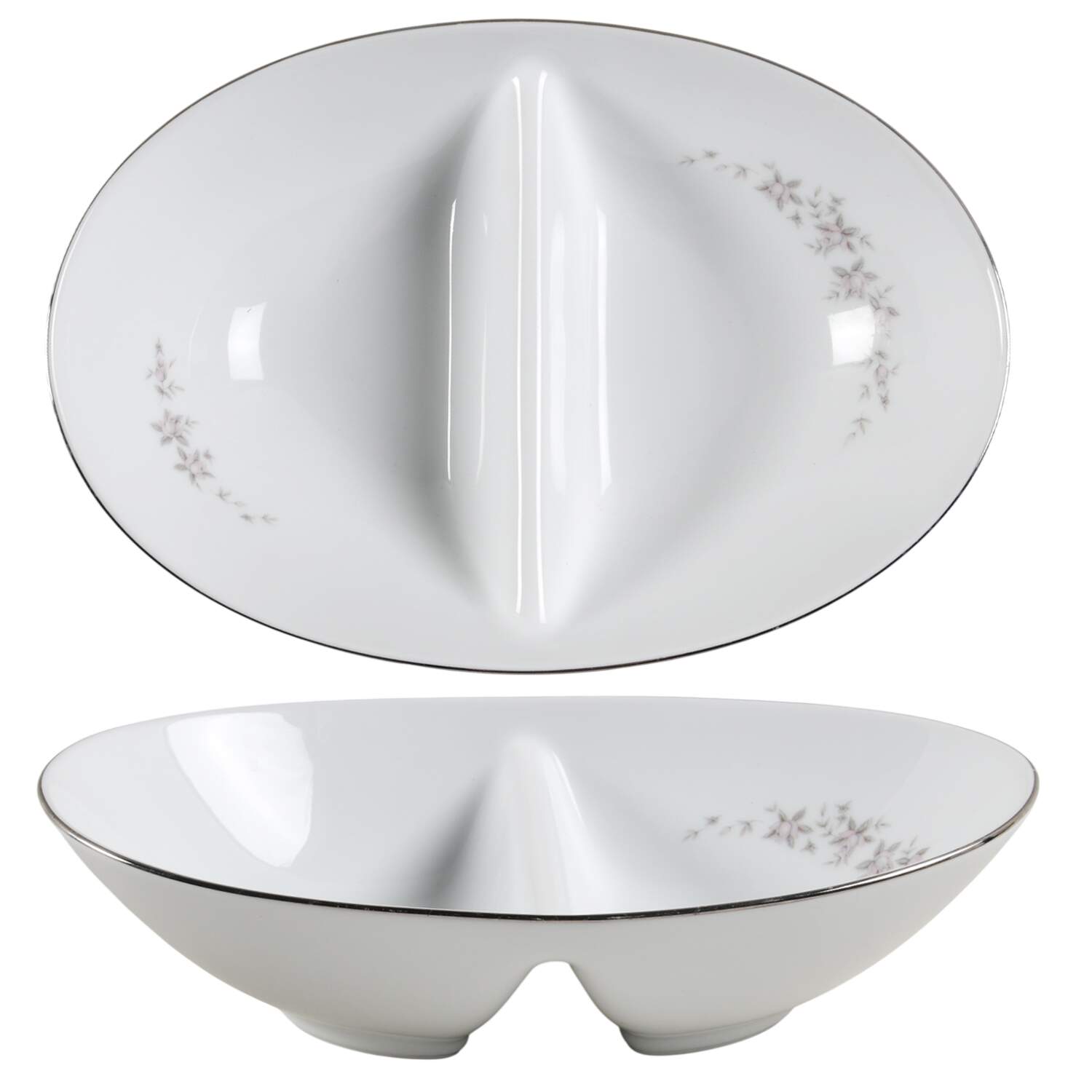 Gail 10" Oval Divided Vegetable Bowl by Noritake-1