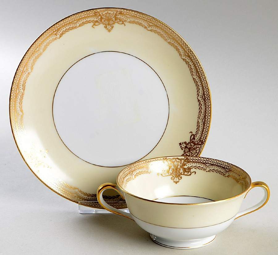 Galatea Footed Cream Soup Bowl & Saucer Set by Noritake-1