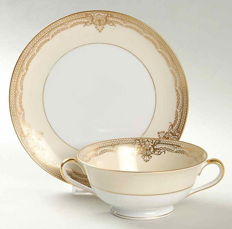 Galatea Footed Cream Soup Bowl & Saucer Set by Noritake-1