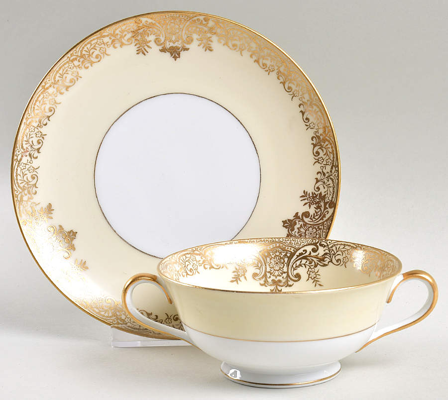 Galavan Footed Cream Soup Bowl & Saucer Set by Noritake-1