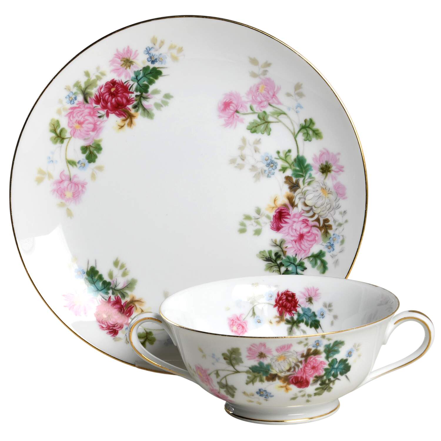 Gardena Footed Cream Soup Bowl & Saucer Set by Noritake-1