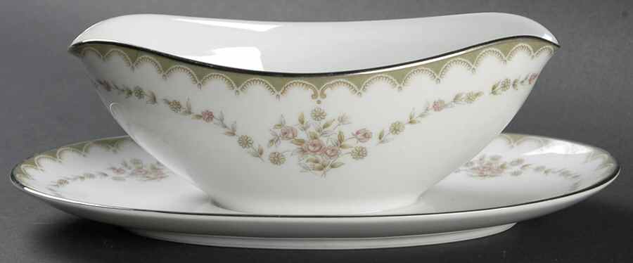 Garland Gravy Boat with Attached Underplate by Noritake-1