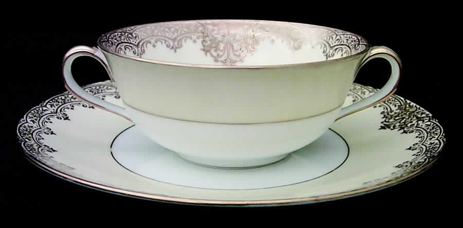 Garland Footed Cream Soup Bowl & Saucer Set by Noritake-1