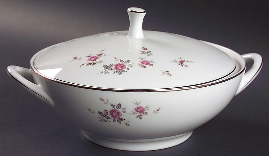 Garnet Rose Round Covered Vegetable by Noritake-1