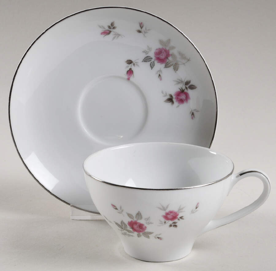 Garnet Rose Flat Cup & Saucer Set by Noritake-1