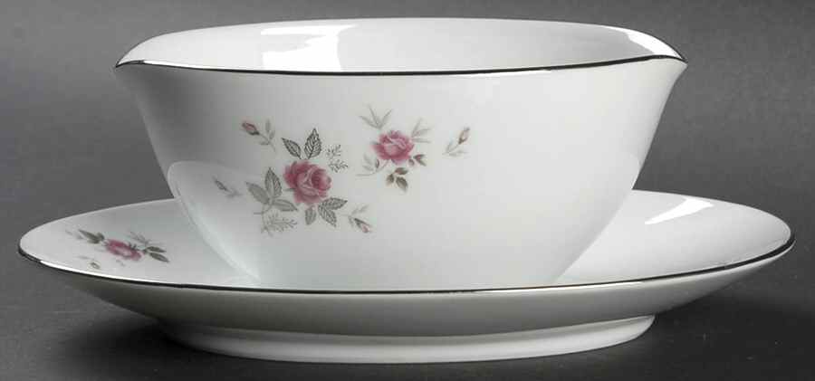 Garnet Rose Gravy Boat with Attached Underplate by Noritake-1