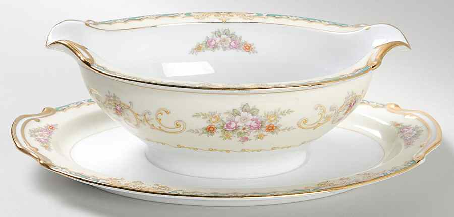 Gavotte Gravy Boat with Attached Underplate by Noritake-1