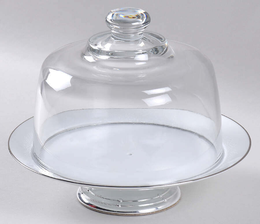 Georgian 6 1/2"-7 1/2" Footed Cheese Plate w/ Glass Dome HC by Noritake-1