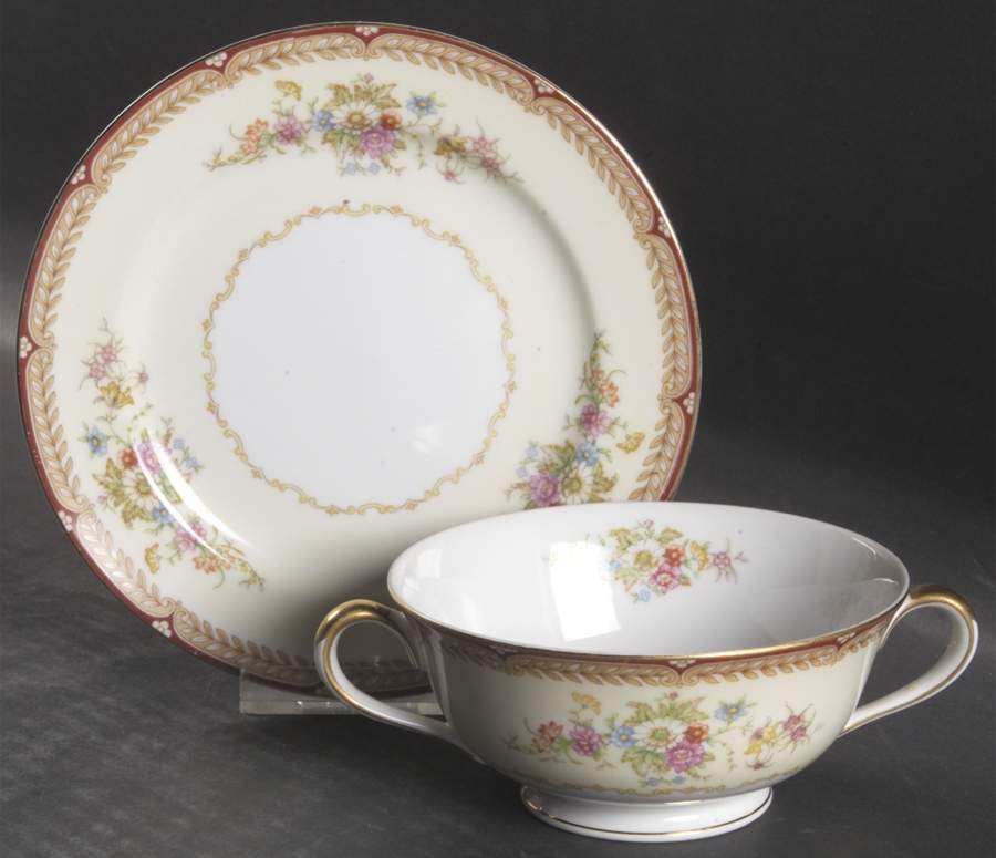 Georgette Footed Cream Soup Bowl & Saucer Set by Noritake-1