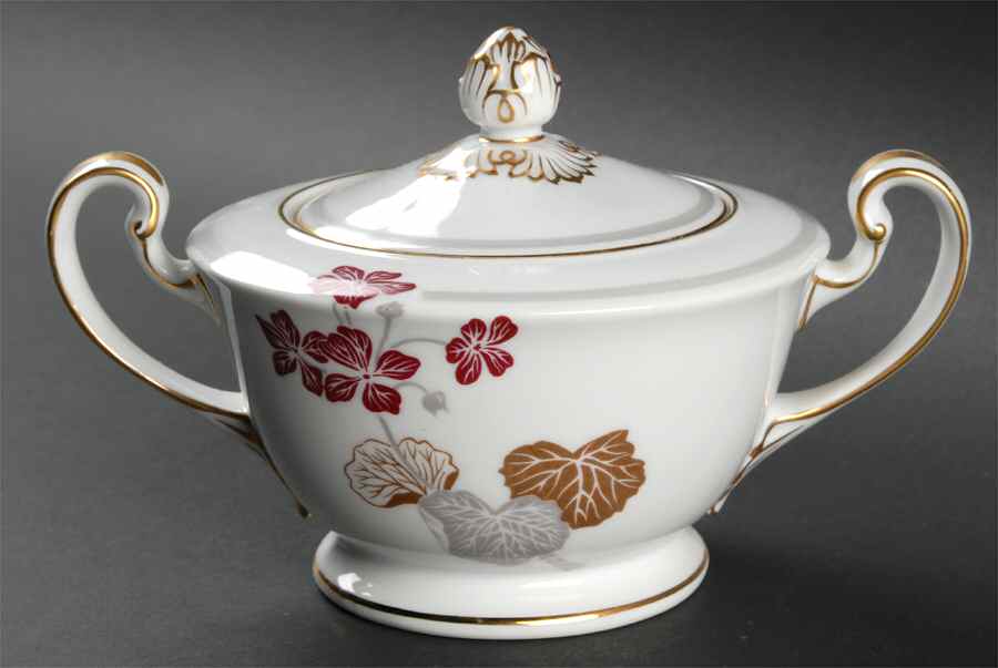 Geranium Sugar Bowl & Lid by Noritake-1