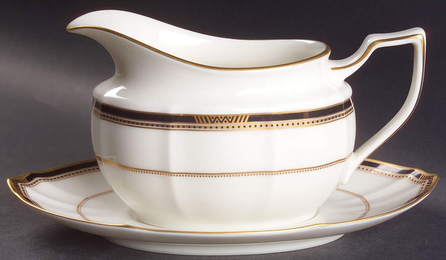 Gilded Age Gravy Boat & Underplate by Noritake-1