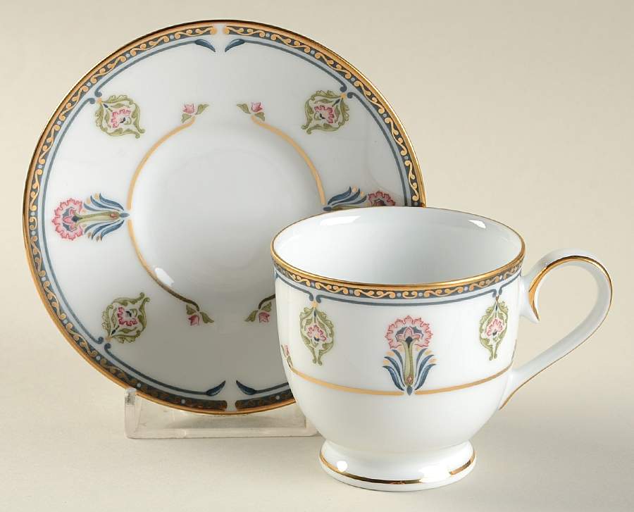 Gilded Blossoms Footed Demitasse Cup & Saucer Set by Noritake-1