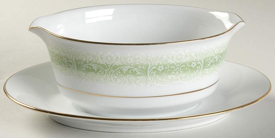 Glacier Gravy Boat with Attached Underplate by Noritake-1