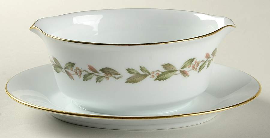 Glenleaf Gravy Boat with Attached Underplate by Noritake-1