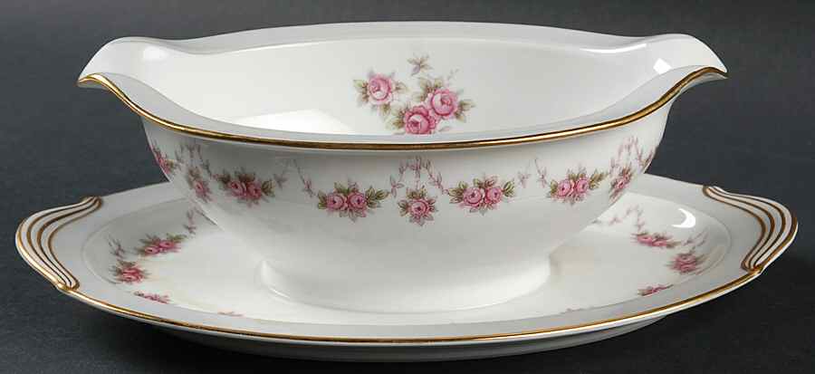 Glenrose Gravy Boat with Attached Underplate by Noritake-1
