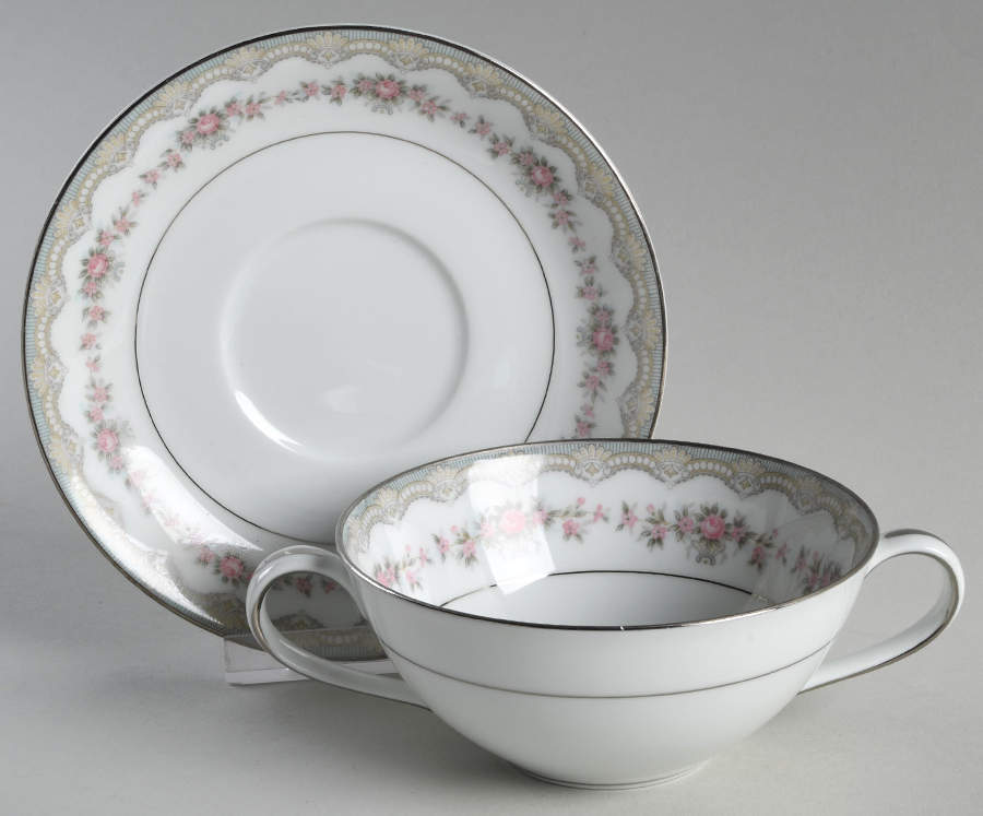 Glenwood (5770) Flat Cream Soup Bowl & Saucer Set by Noritake-1