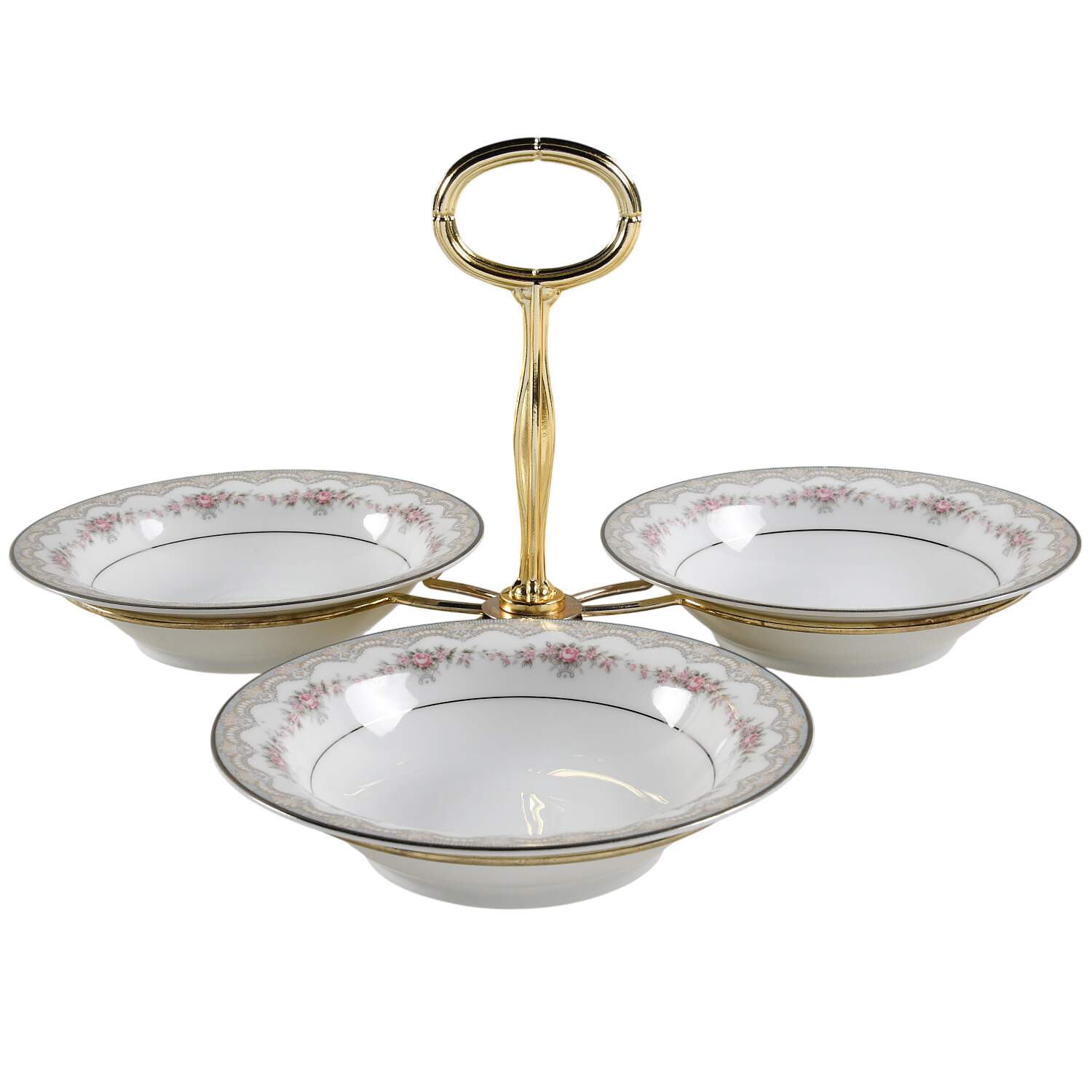 Glenwood (5770) 7" x 12" 3-Part Relish & Metal Stand (FR) HC by Noritake-1