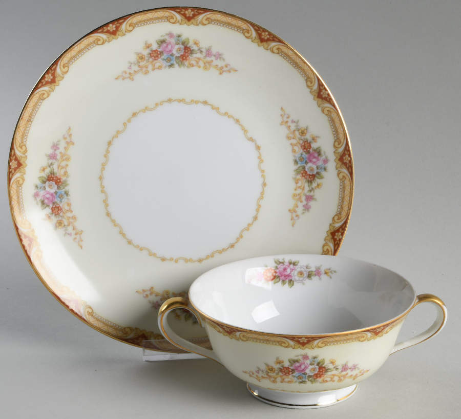 Glenwood (6500) Footed Cream Soup Bowl & Saucer Set by Noritake-1