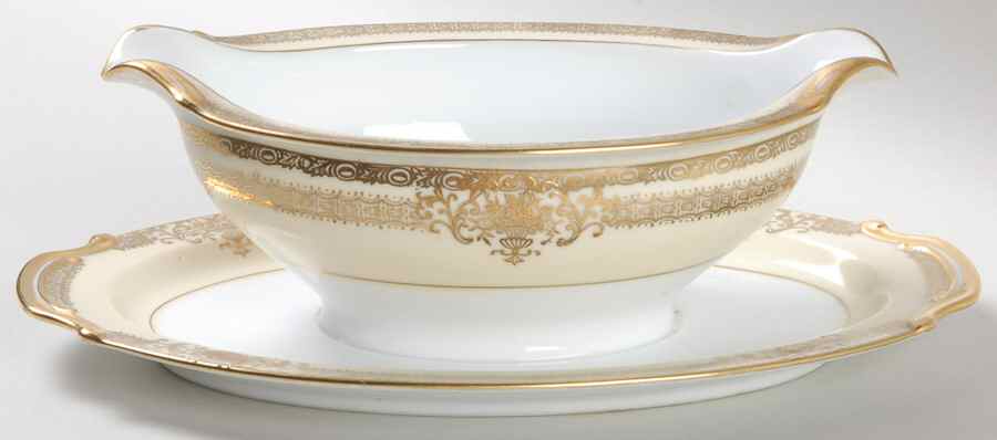 Gold Grande Gravy Boat with Attached Underplate by Noritake-1