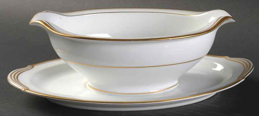 Goldart Gravy Boat with Attached Underplate by Noritake-1