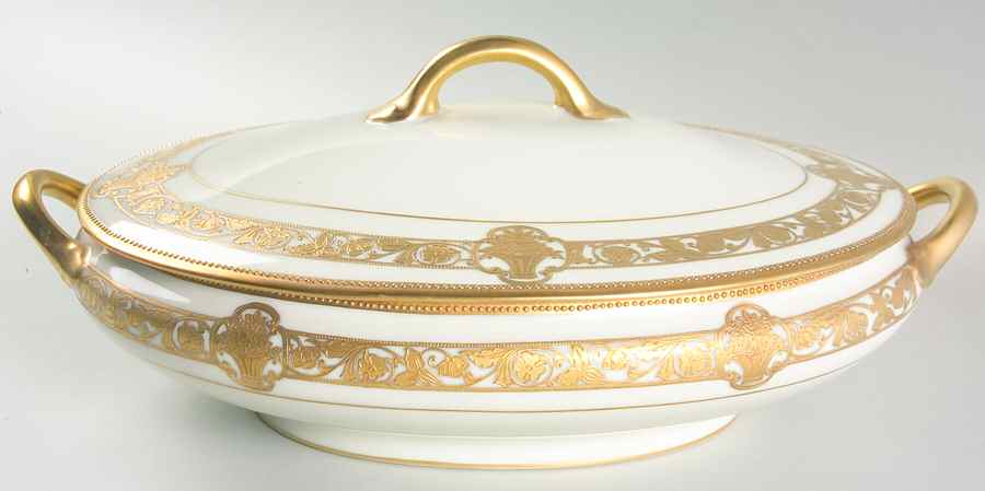 Gold Lace Oval Covered Vegetable by Noritake-1