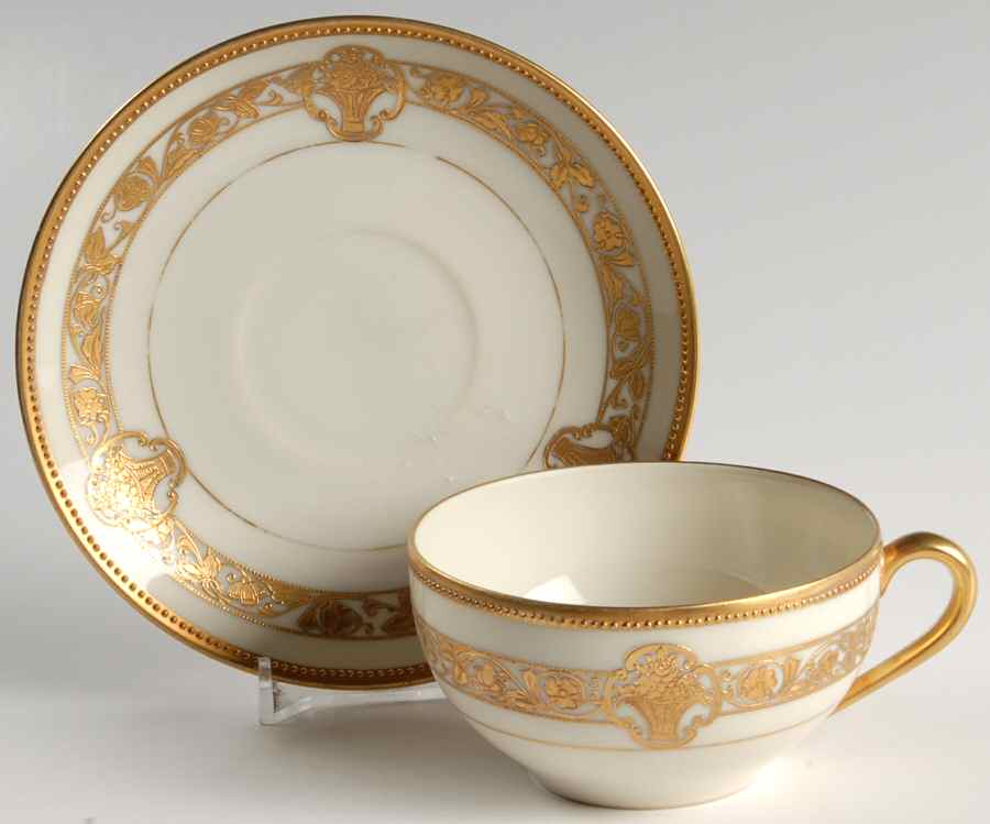Gold Lace Flat Cup & Saucer Set by Noritake-1