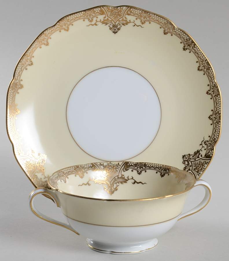 Goldale Footed Cream Soup Bowl & Saucer Set by Noritake-1