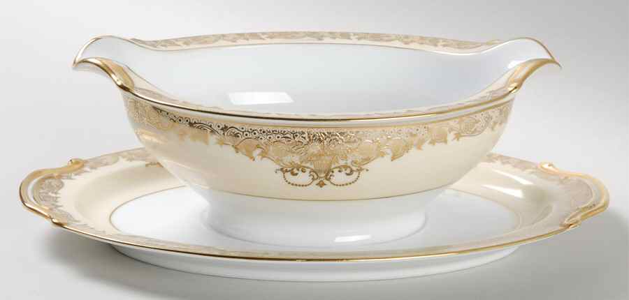 Goldcella Gravy Boat with Attached Underplate by Noritake-1