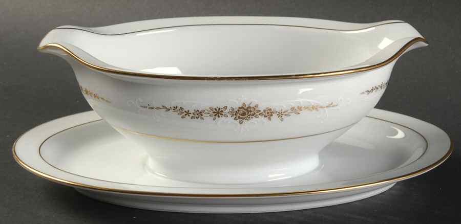 Goldcourt Gravy Boat with Attached Underplate by Noritake-1