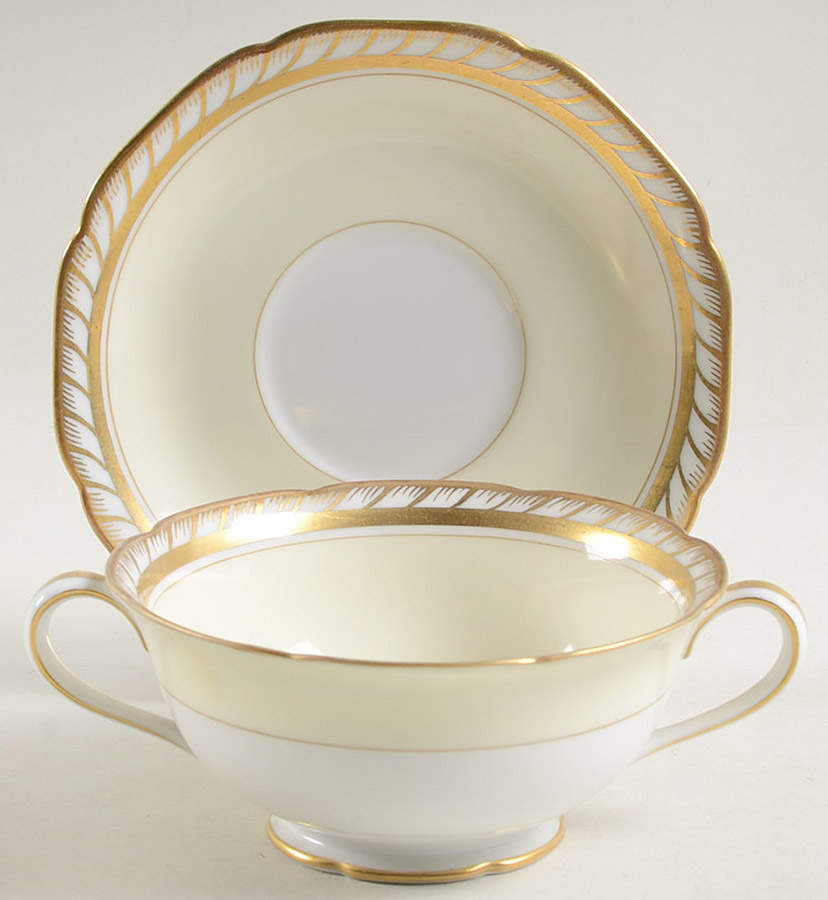 Goldesta Footed Cream Soup Bowl & Saucer Set by Noritake-1