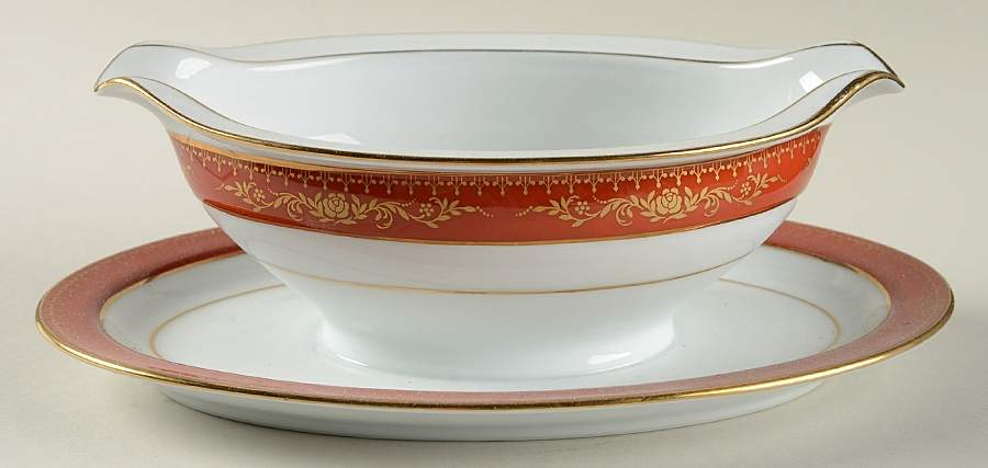 Goldhill Gravy Boat with Attached Underplate by Noritake-1