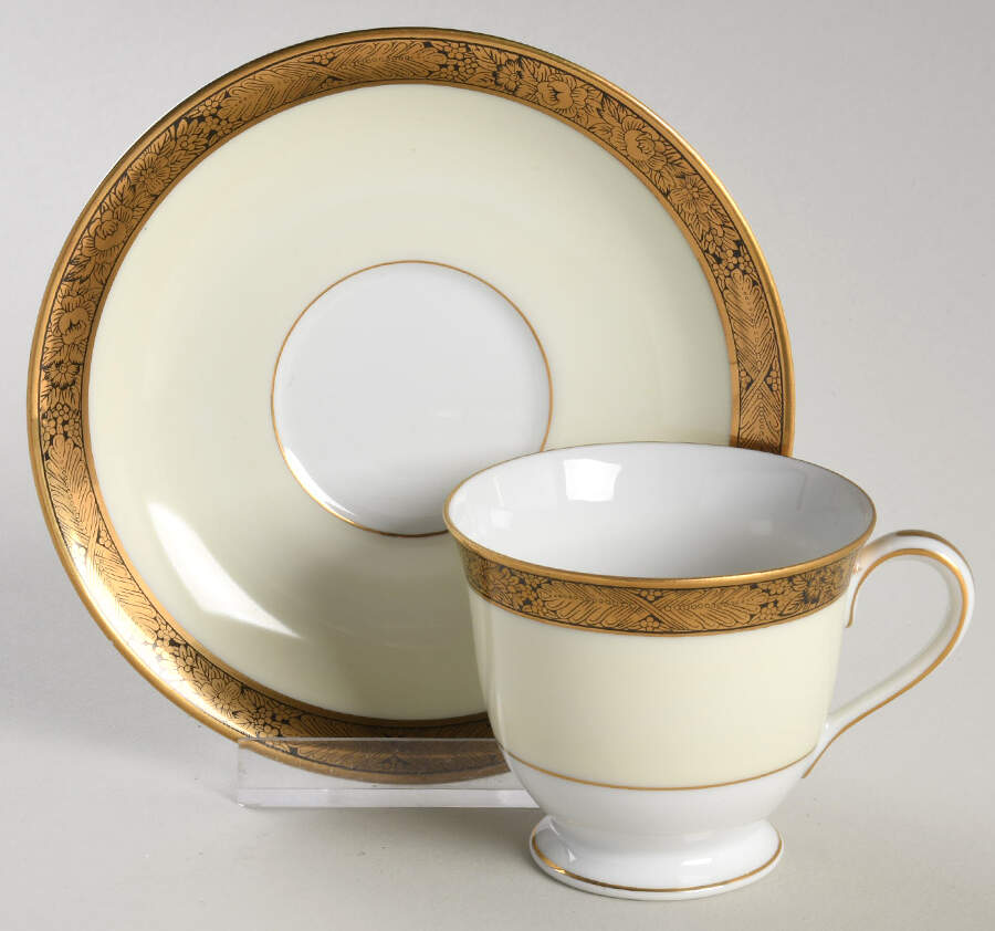 Goldkin (4985) Footed Demitasse Cup & Saucer Set by Noritake-1