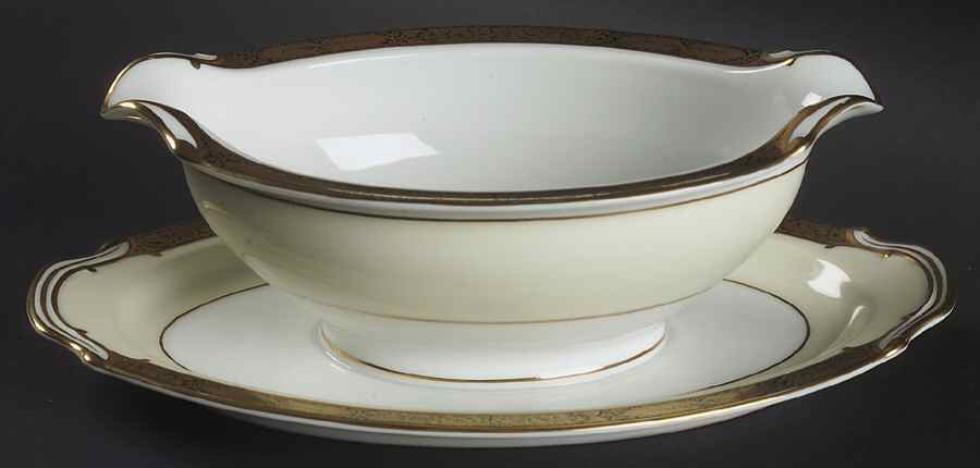 Goldkin (4985) Gravy Boat with Attached Underplate by Noritake-1