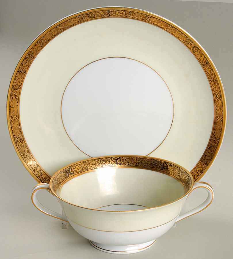Goldkin (4985) Footed Cream Soup Bowl & Saucer Set by Noritake-1
